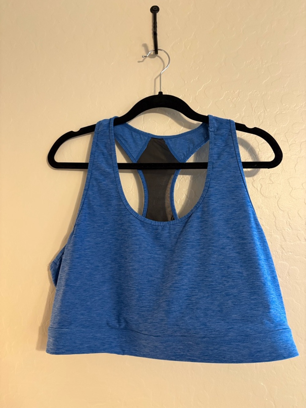 LuLaRoe Blue Racerback Sports Bra with Black Mesh Back